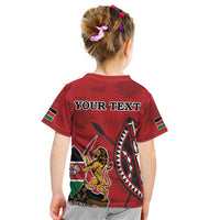Personalized Kenya Coat Of Arms Kid T Shirt Ethnic Seamless Pattern - Wonder Print Shop