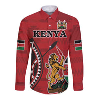 Personalized Kenya Coat Of Arms Long Sleeve Button Shirt Ethnic Seamless Pattern - Wonder Print Shop