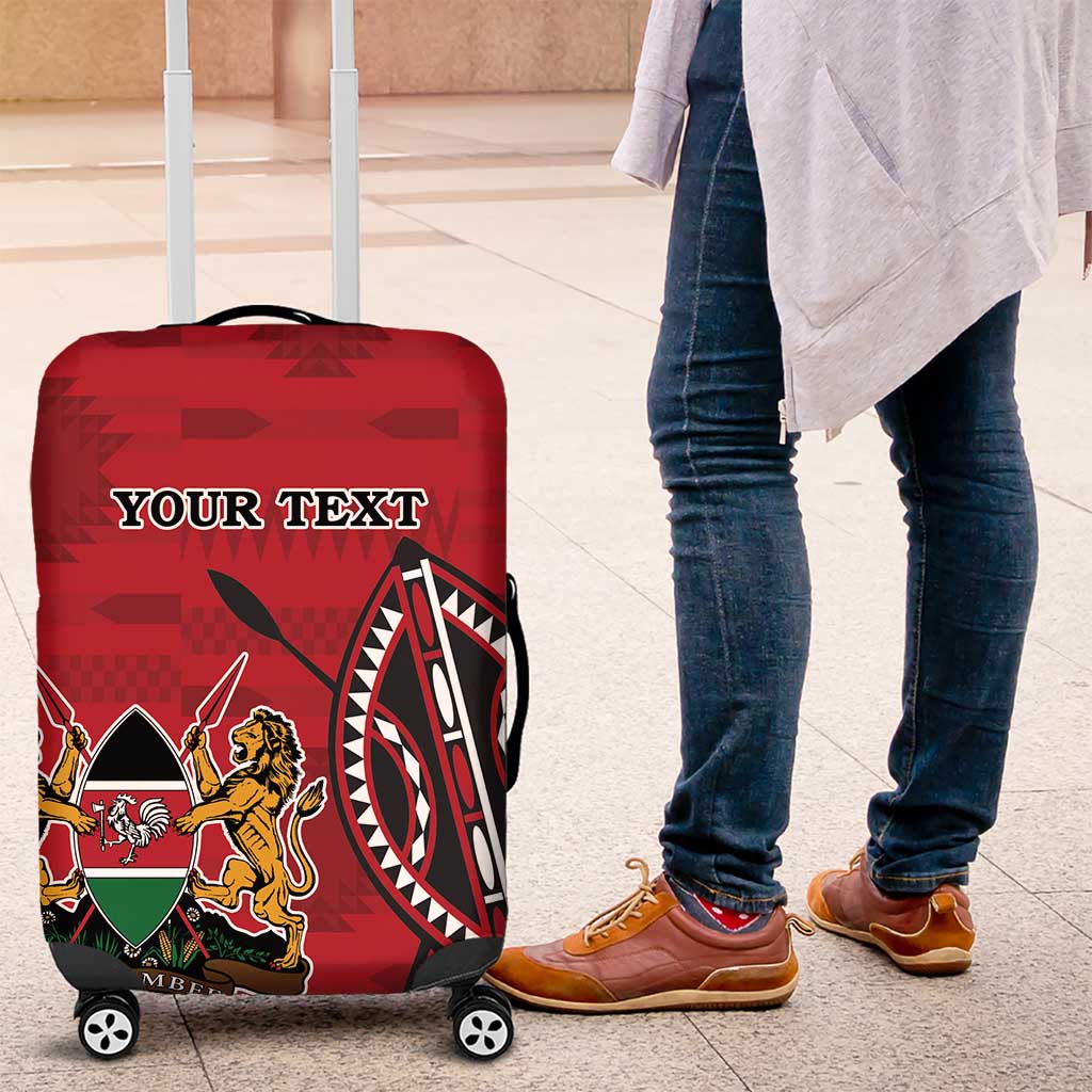 Personalized Kenya Coat Of Arms Luggage Cover Ethnic Seamless Pattern - Wonder Print Shop