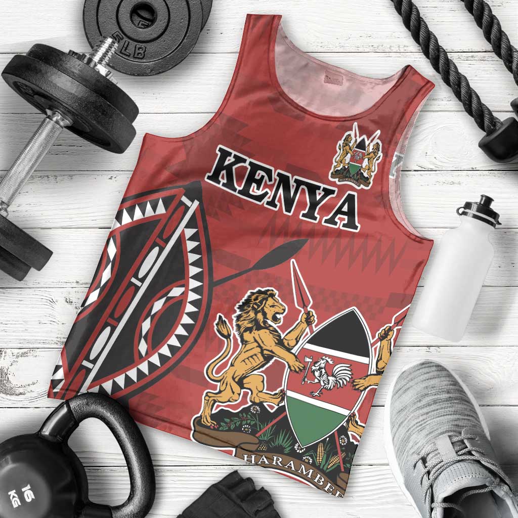 Personalized Kenya Coat Of Arms Men Tank Top Ethnic Seamless Pattern - Wonder Print Shop