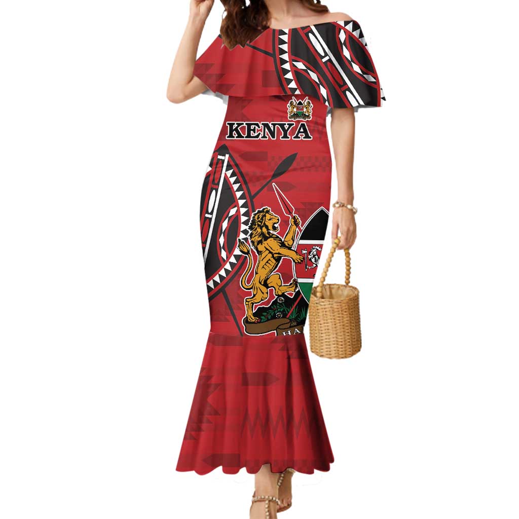 Personalized Kenya Coat Of Arms Mermaid Dress Ethnic Seamless Pattern - Wonder Print Shop