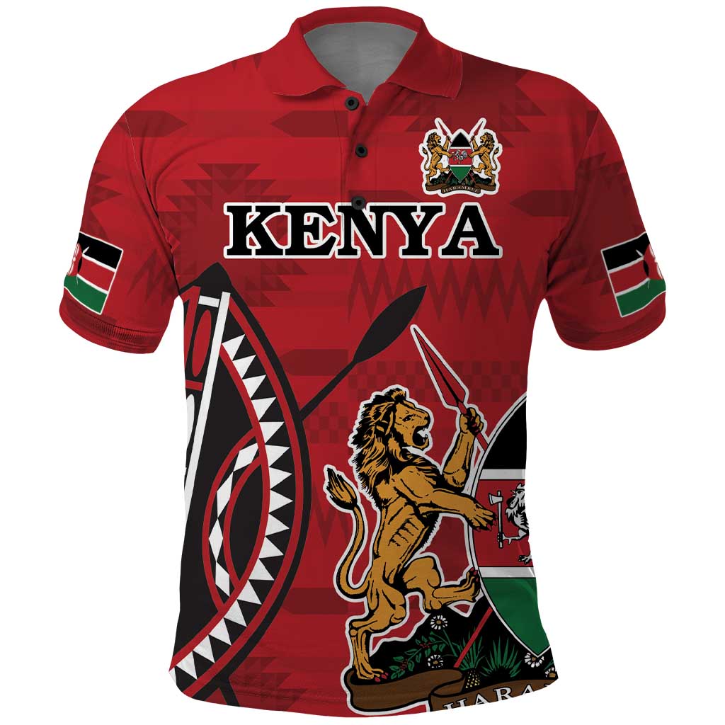 Personalized Kenya Coat Of Arms Polo Shirt Ethnic Seamless Pattern - Wonder Print Shop