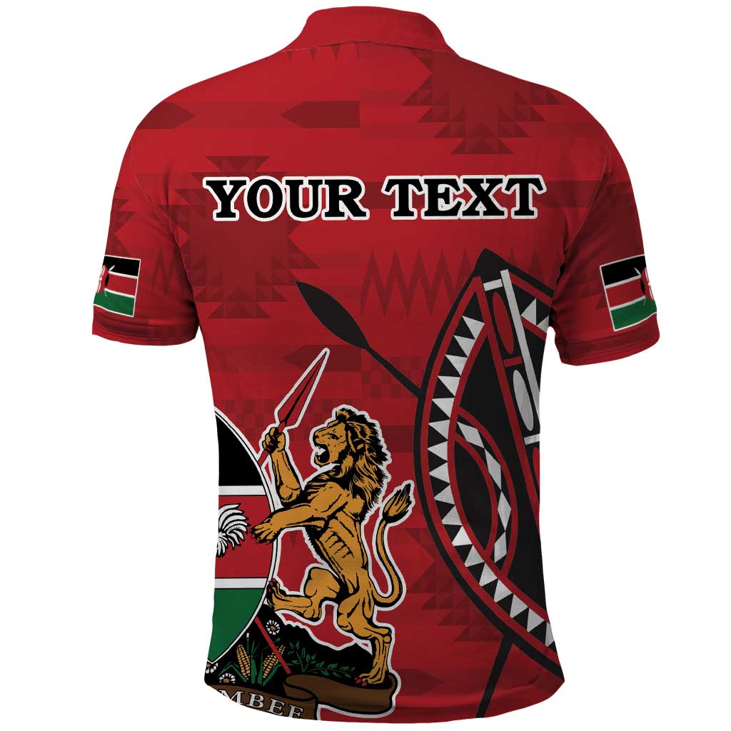 Personalized Kenya Coat Of Arms Polo Shirt Ethnic Seamless Pattern - Wonder Print Shop