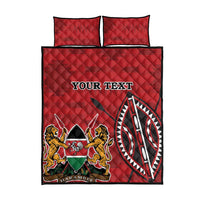 Personalized Kenya Coat Of Arms Quilt Bed Set Ethnic Seamless Pattern - Wonder Print Shop
