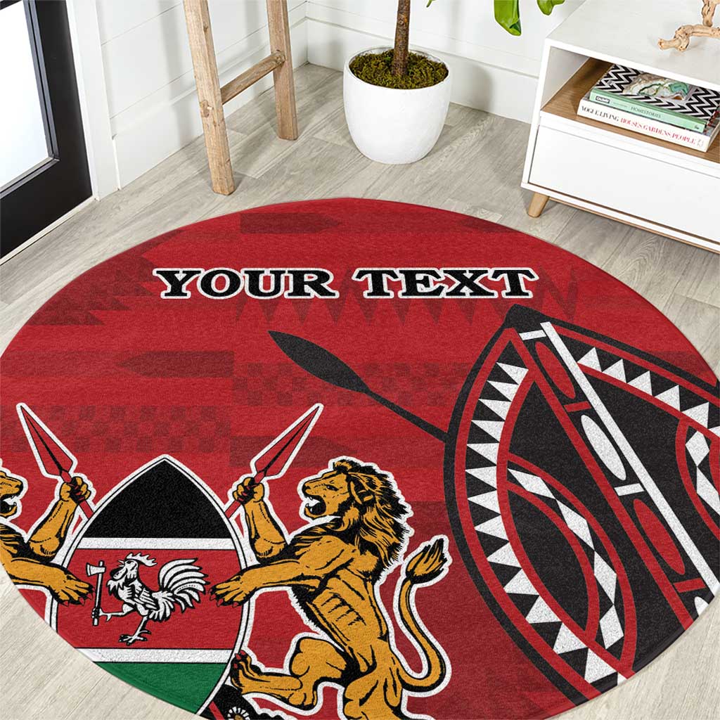 Personalized Kenya Coat Of Arms Round Carpet Ethnic Seamless Pattern