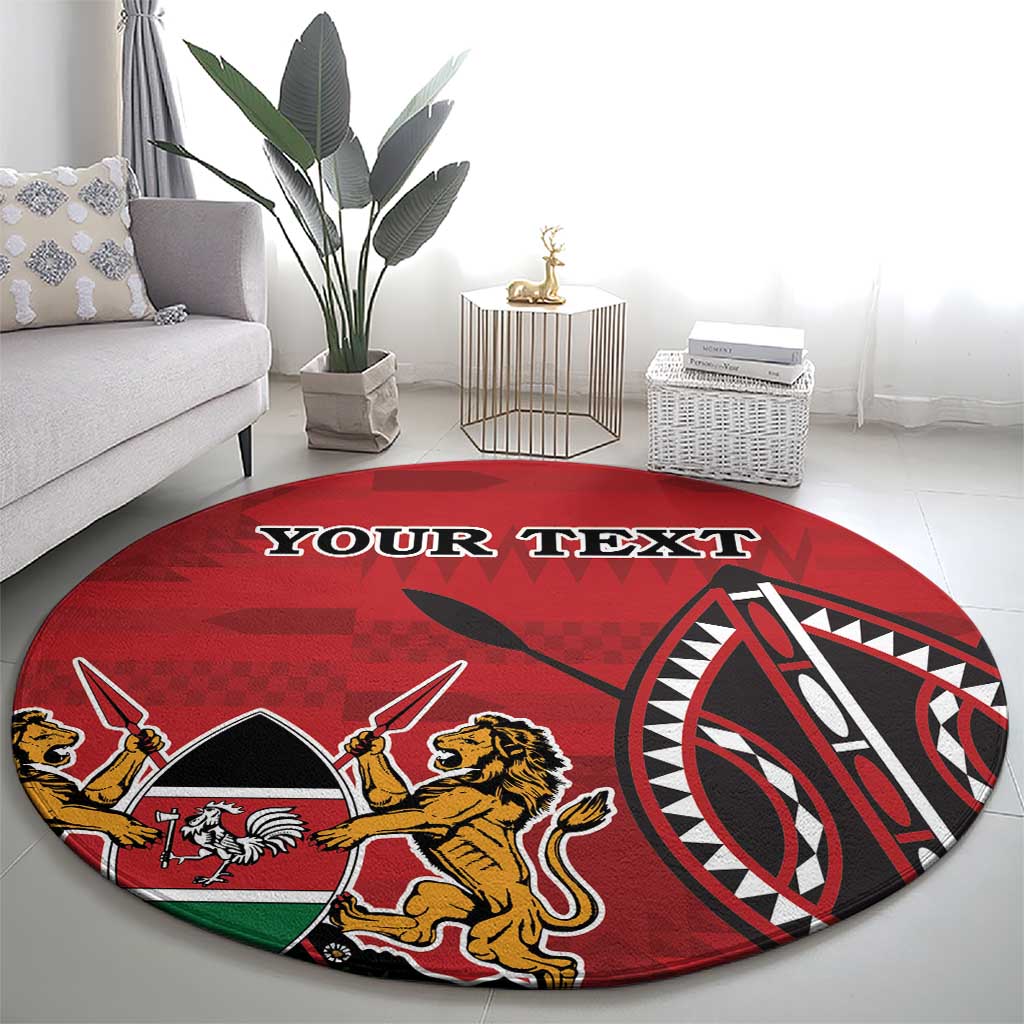 Personalized Kenya Coat Of Arms Round Carpet Ethnic Seamless Pattern