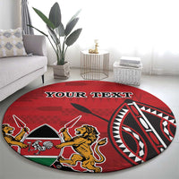 Personalized Kenya Coat Of Arms Round Carpet Ethnic Seamless Pattern