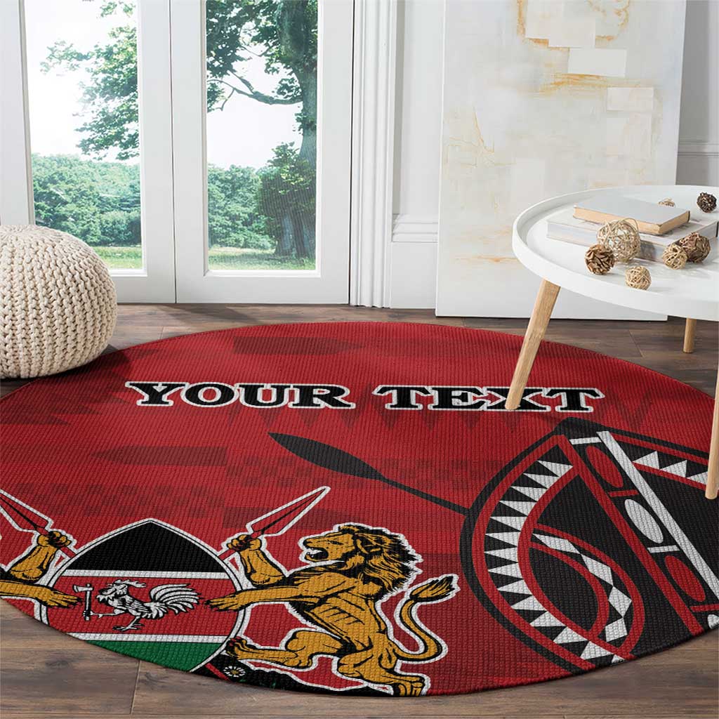 Personalized Kenya Coat Of Arms Round Carpet Ethnic Seamless Pattern