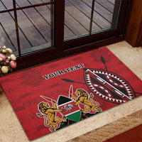 Personalized Kenya Coat Of Arms Rubber Doormat Ethnic Seamless Pattern - Wonder Print Shop