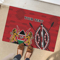 Personalized Kenya Coat Of Arms Rubber Doormat Ethnic Seamless Pattern - Wonder Print Shop