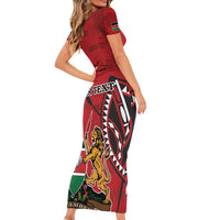 Personalized Kenya Coat Of Arms Short Sleeve Bodycon Dress Ethnic Seamless Pattern - Wonder Print Shop