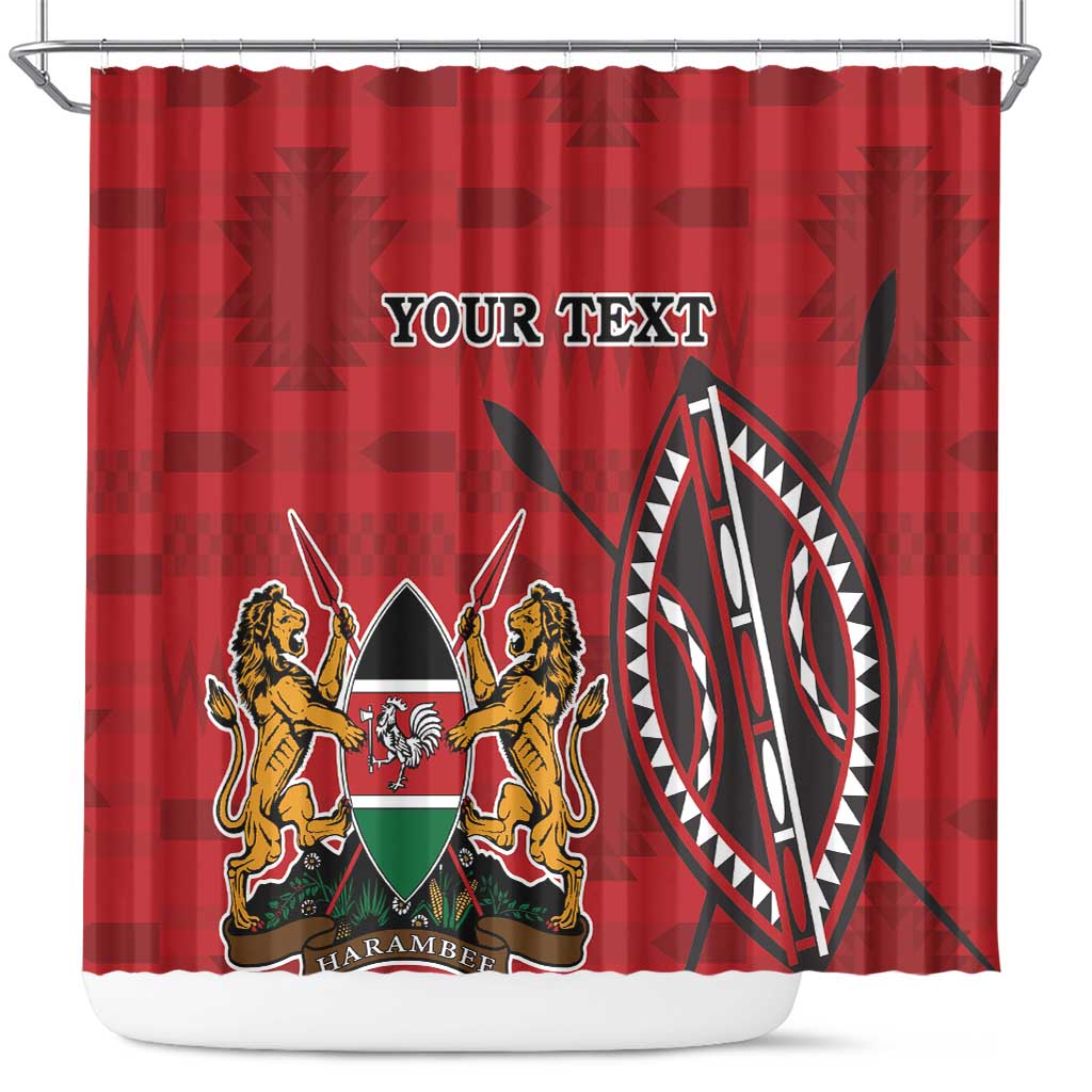 Personalized Kenya Coat Of Arms Shower Curtain Ethnic Seamless Pattern