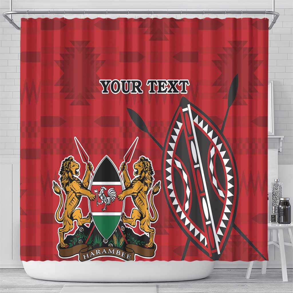 Personalized Kenya Coat Of Arms Shower Curtain Ethnic Seamless Pattern