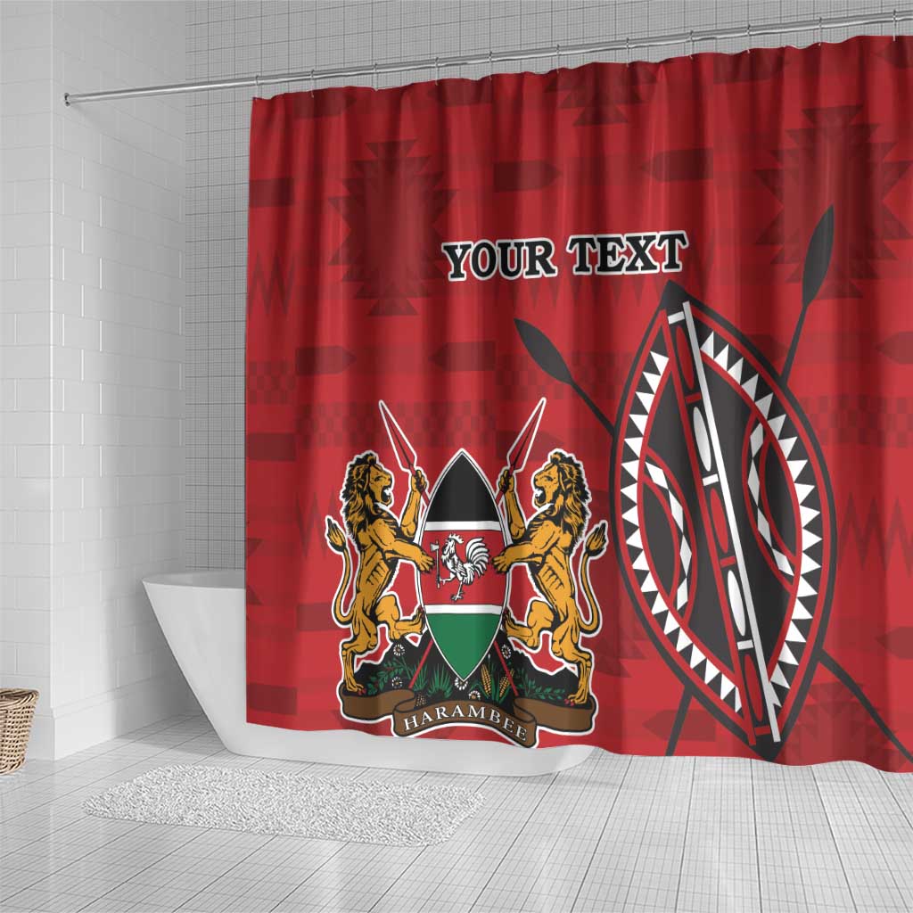 Personalized Kenya Coat Of Arms Shower Curtain Ethnic Seamless Pattern