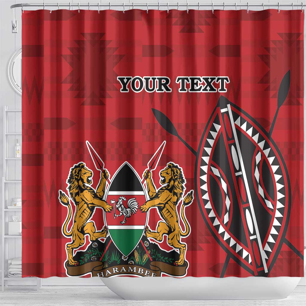 Personalized Kenya Coat Of Arms Shower Curtain Ethnic Seamless Pattern