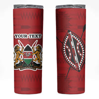Personalized Kenya Coat Of Arms Skinny Tumbler Ethnic Seamless Pattern - Wonder Print Shop