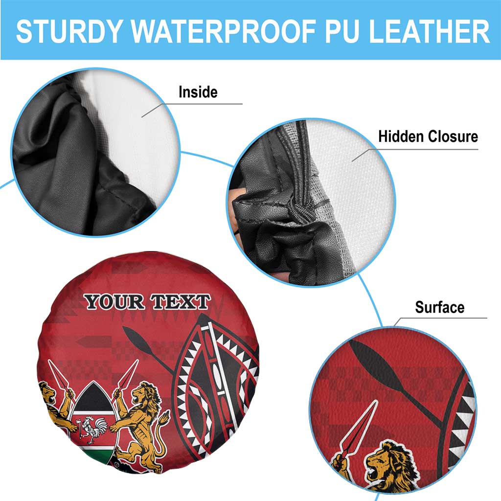 Personalized Kenya Coat Of Arms Spare Tire Cover Ethnic Seamless Pattern - Wonder Print Shop