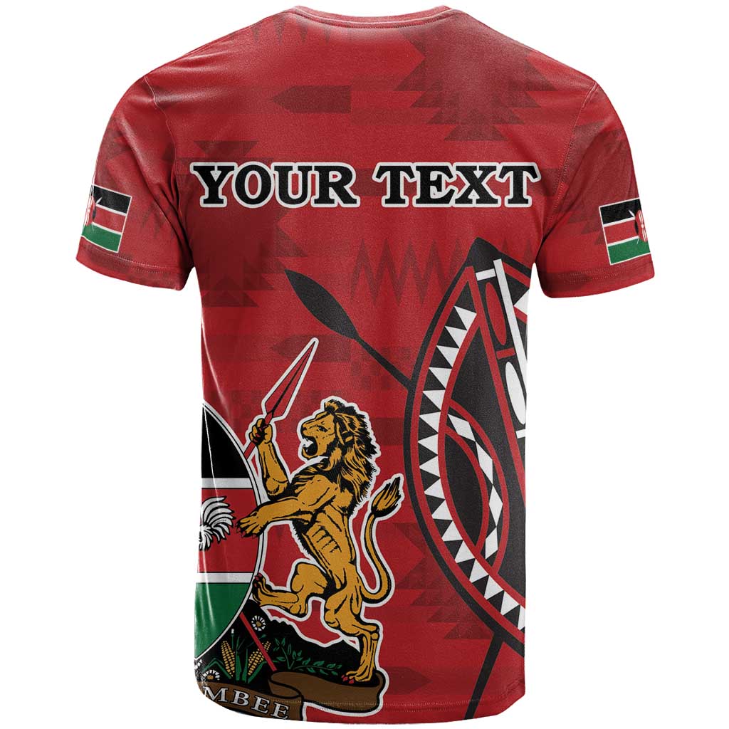 Personalized Kenya Coat Of Arms T Shirt Ethnic Seamless Pattern - Wonder Print Shop