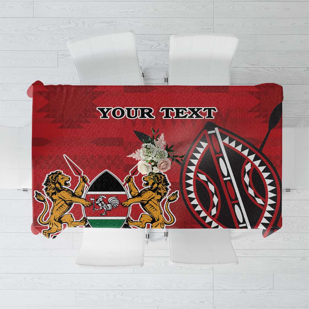 Personalized Kenya Coat Of Arms Tablecloth Ethnic Seamless Pattern - Wonder Print Shop
