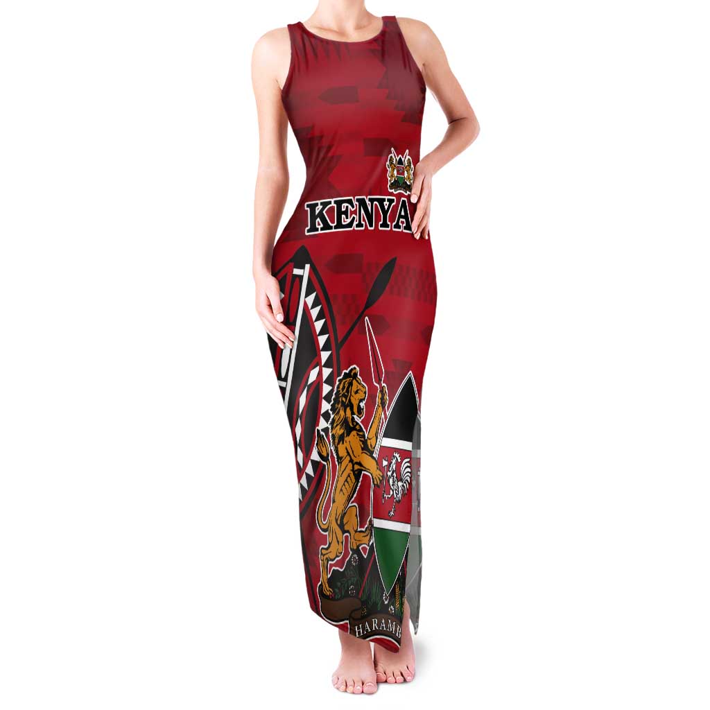 Personalized Kenya Coat Of Arms Tank Maxi Dress Ethnic Seamless Pattern - Wonder Print Shop