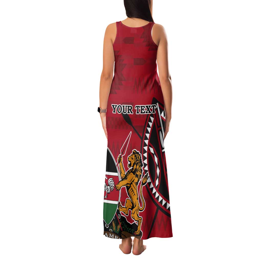Personalized Kenya Coat Of Arms Tank Maxi Dress Ethnic Seamless Pattern - Wonder Print Shop