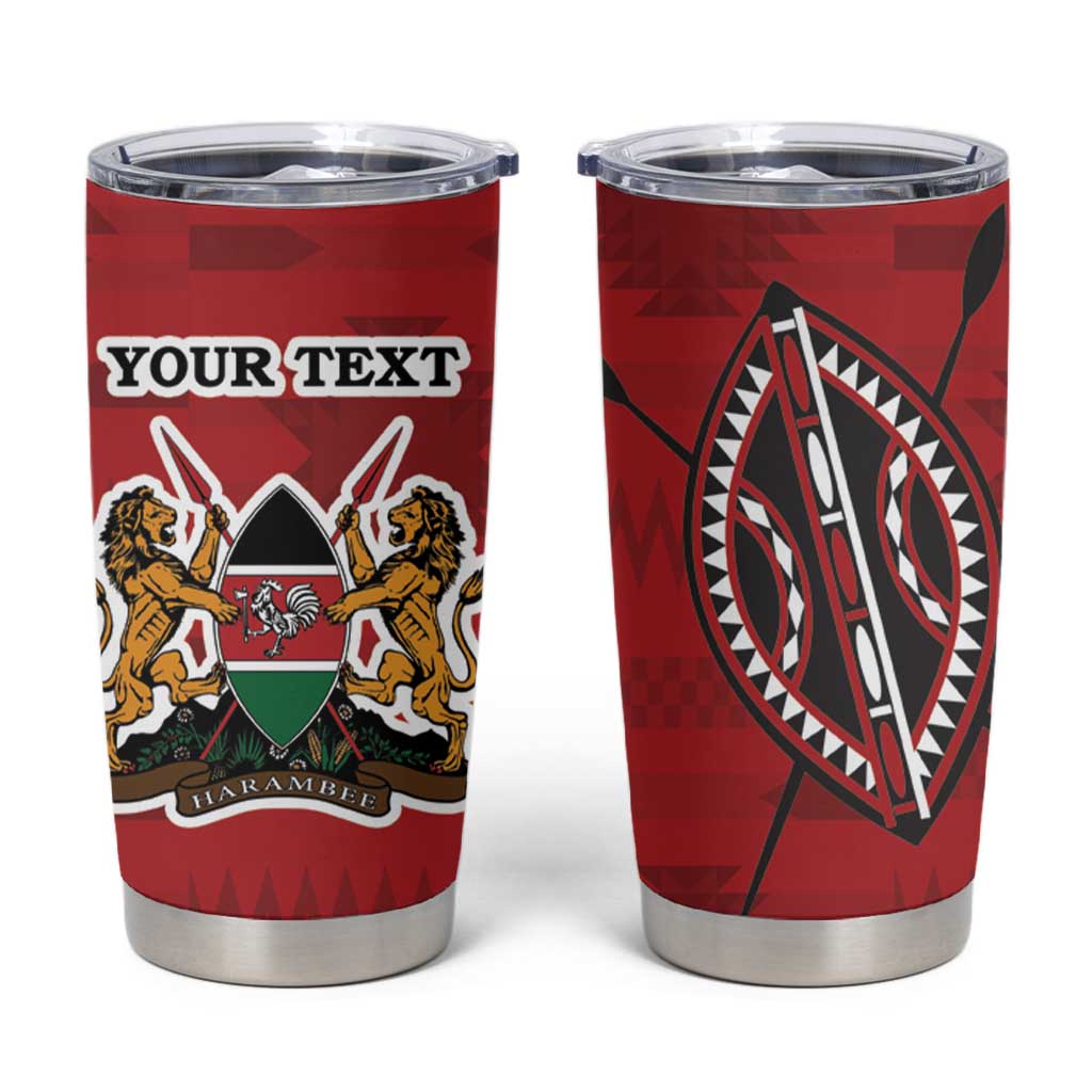 Personalized Kenya Coat Of Arms Tumbler Cup Ethnic Seamless Pattern - Wonder Print Shop