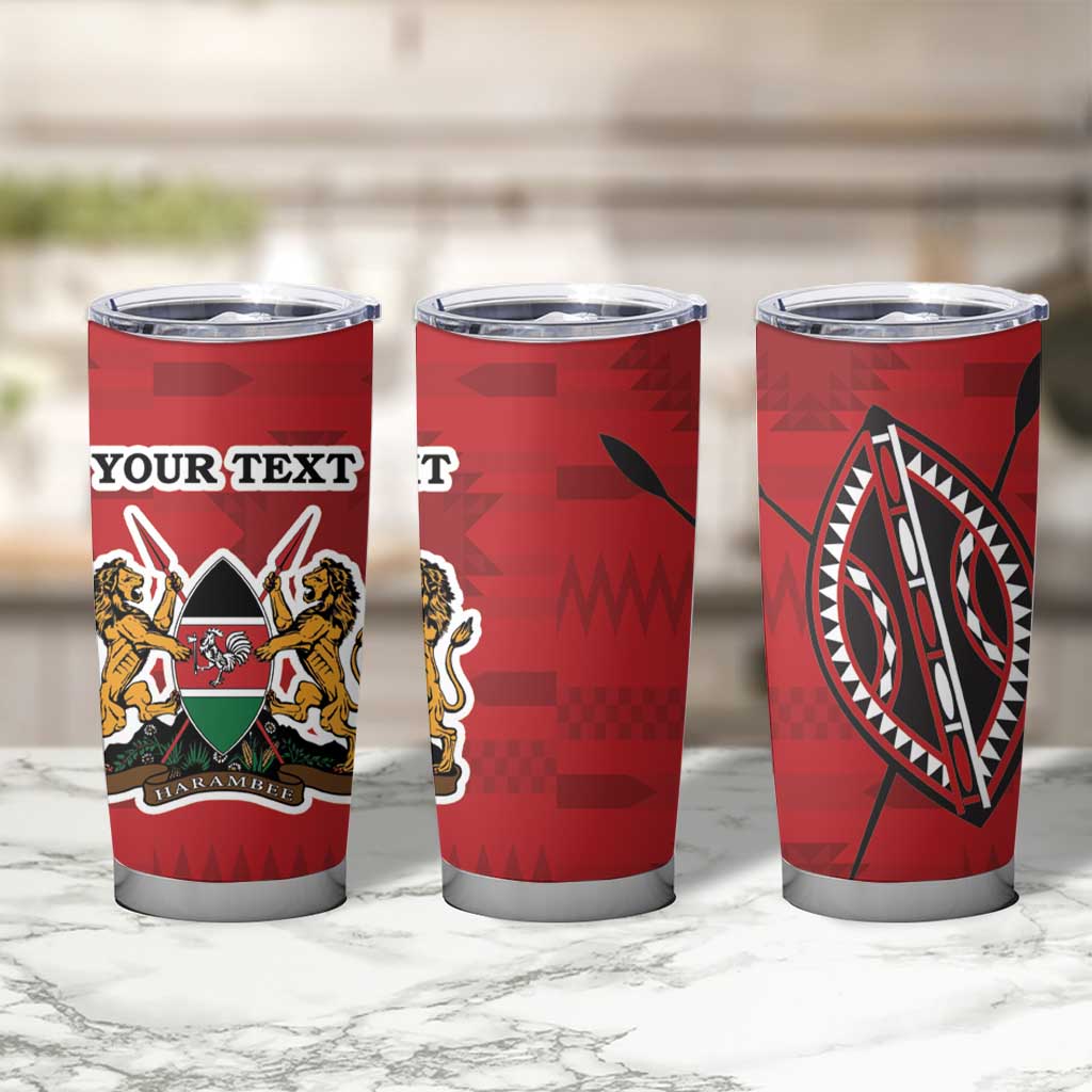 Personalized Kenya Coat Of Arms Tumbler Cup Ethnic Seamless Pattern - Wonder Print Shop