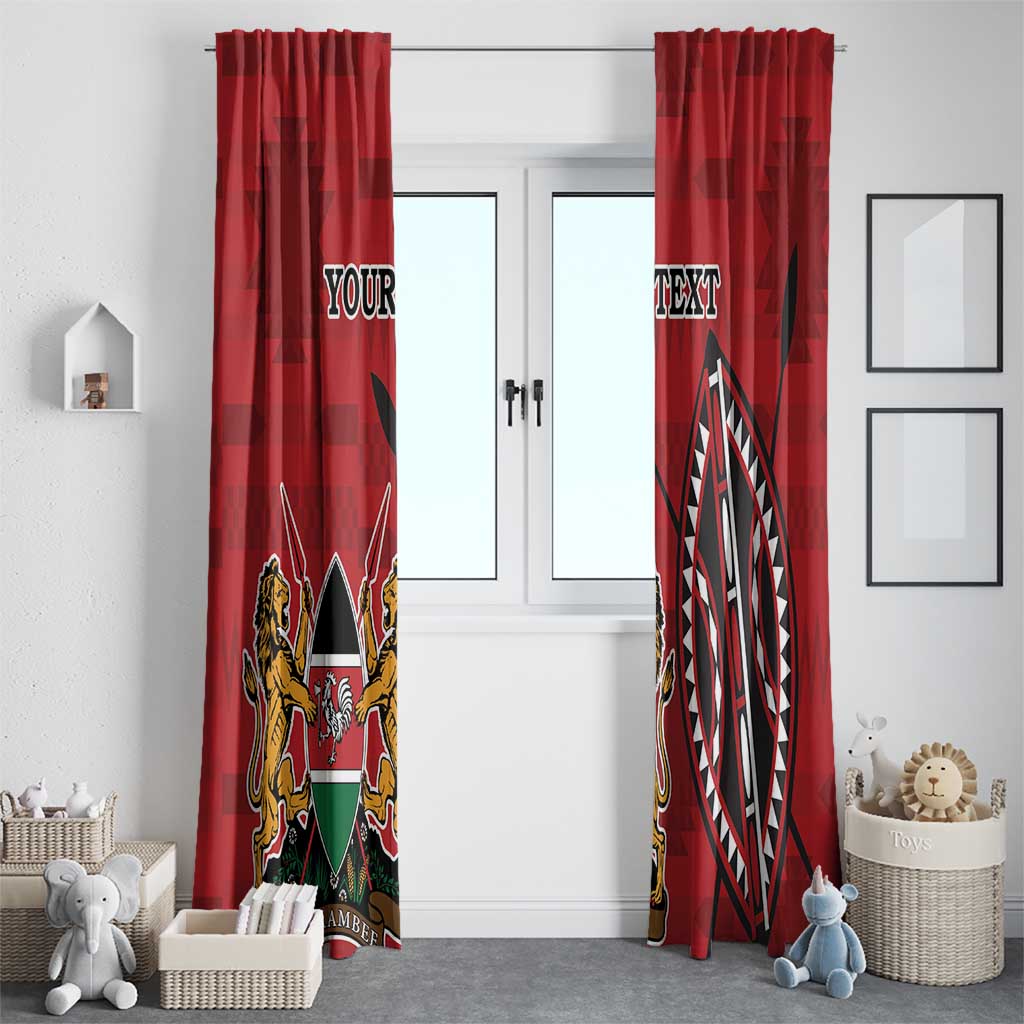 Personalized Kenya Coat Of Arms Window Curtain Ethnic Seamless Pattern - Wonder Print Shop