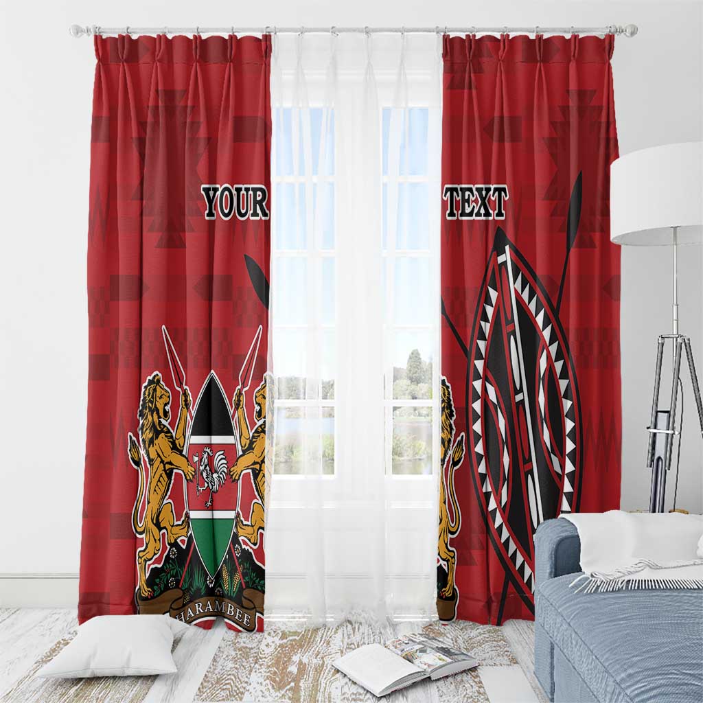 Personalized Kenya Coat Of Arms Window Curtain Ethnic Seamless Pattern - Wonder Print Shop