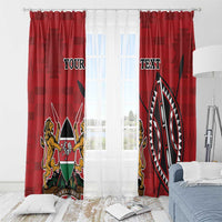Personalized Kenya Coat Of Arms Window Curtain Ethnic Seamless Pattern - Wonder Print Shop