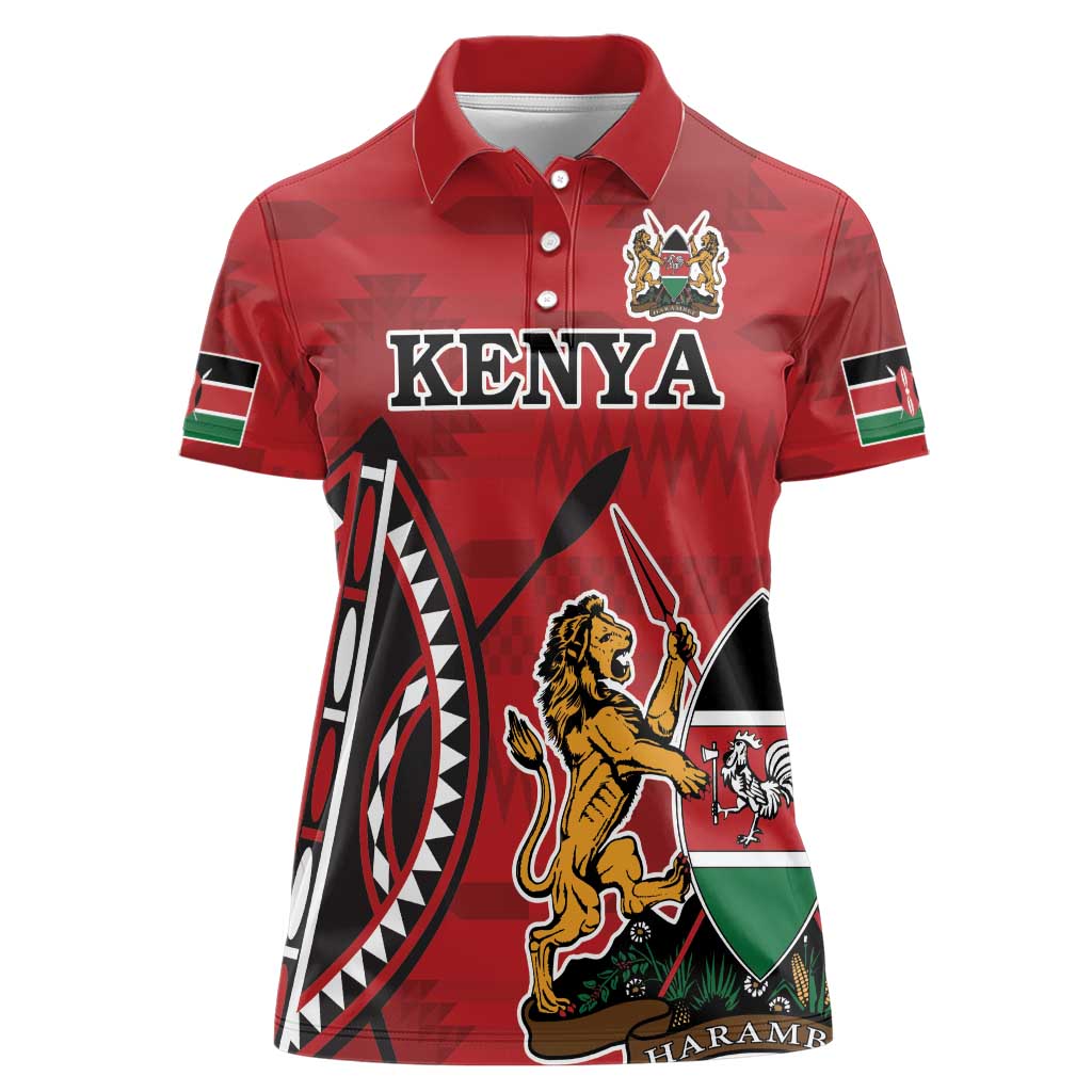 Personalized Kenya Coat Of Arms Women Polo Shirt Ethnic Seamless Pattern - Wonder Print Shop