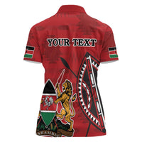 Personalized Kenya Coat Of Arms Women Polo Shirt Ethnic Seamless Pattern - Wonder Print Shop