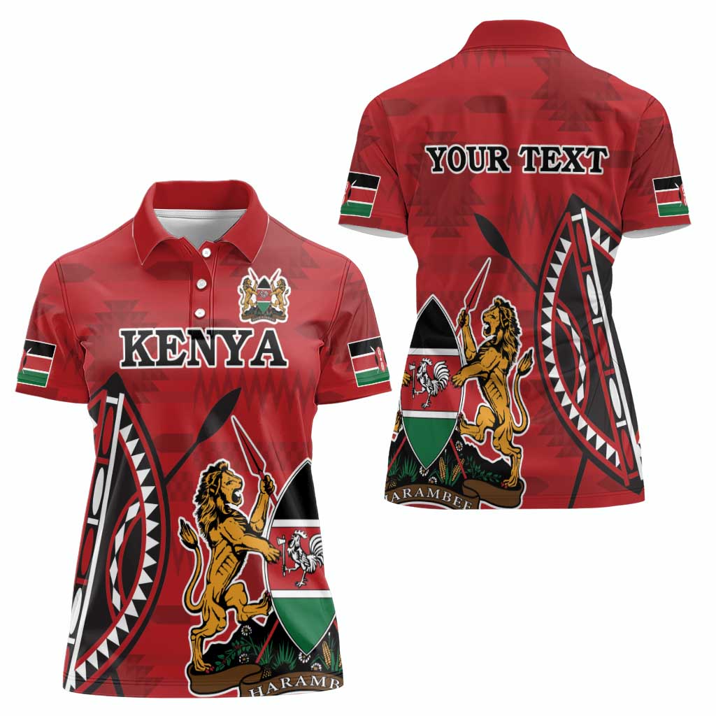 Personalized Kenya Coat Of Arms Women Polo Shirt Ethnic Seamless Pattern - Wonder Print Shop