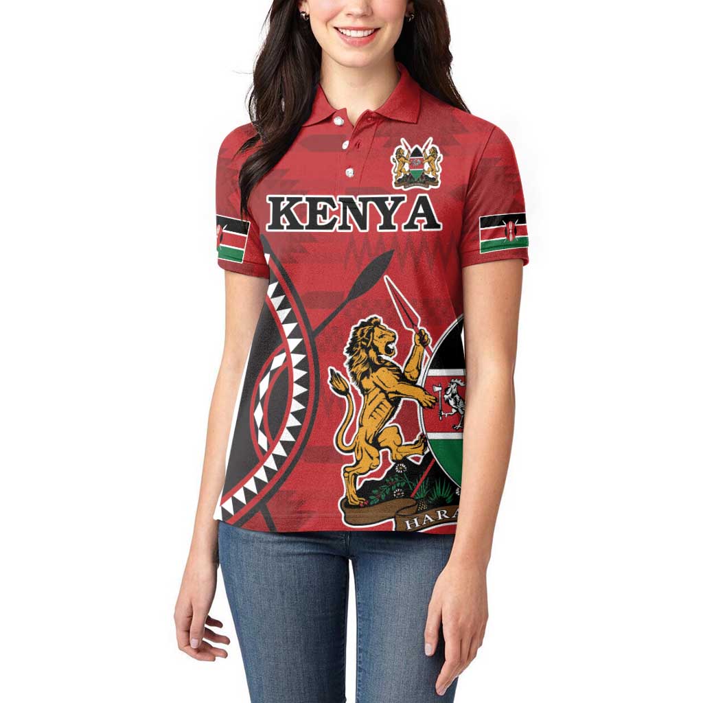 Personalized Kenya Coat Of Arms Women Polo Shirt Ethnic Seamless Pattern - Wonder Print Shop