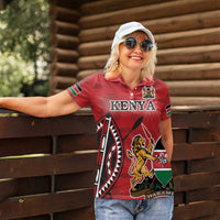 Personalized Kenya Coat Of Arms Women Polo Shirt Ethnic Seamless Pattern - Wonder Print Shop