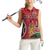 Personalized Kenya Coat Of Arms Women Sleeveless Polo Shirt Ethnic Seamless Pattern - Wonder Print Shop