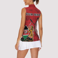 Personalized Kenya Coat Of Arms Women Sleeveless Polo Shirt Ethnic Seamless Pattern - Wonder Print Shop