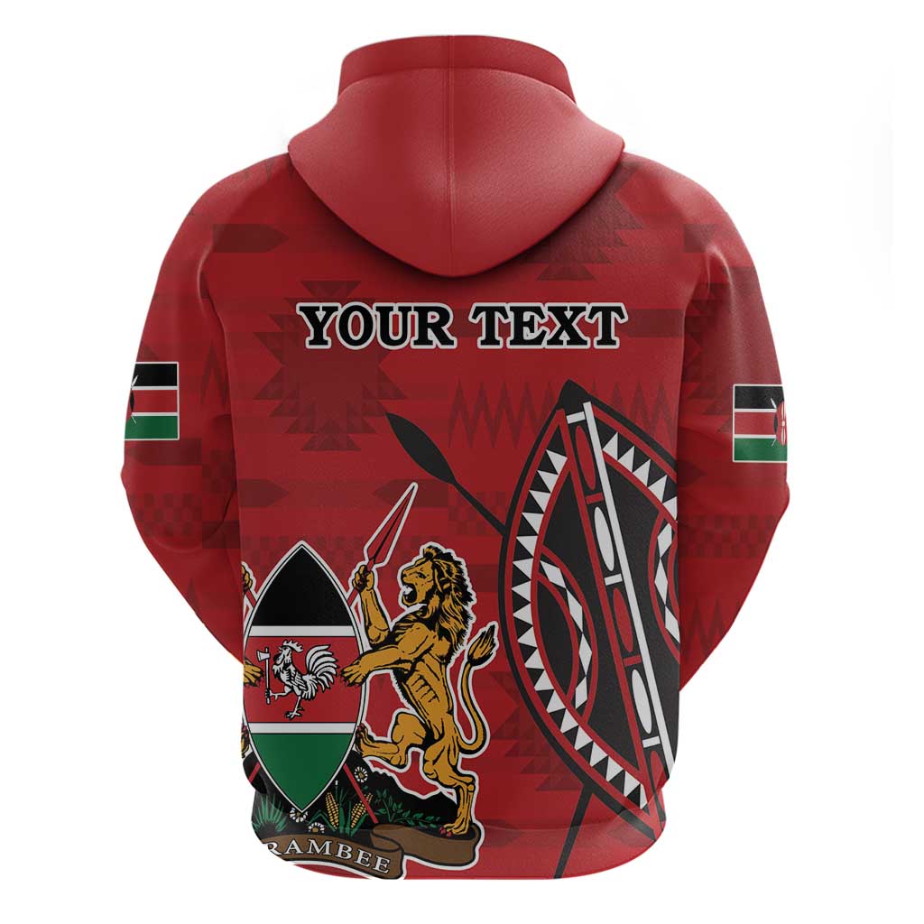 Personalized Kenya Coat Of Arms Zip Hoodie Ethnic Seamless Pattern - Wonder Print Shop