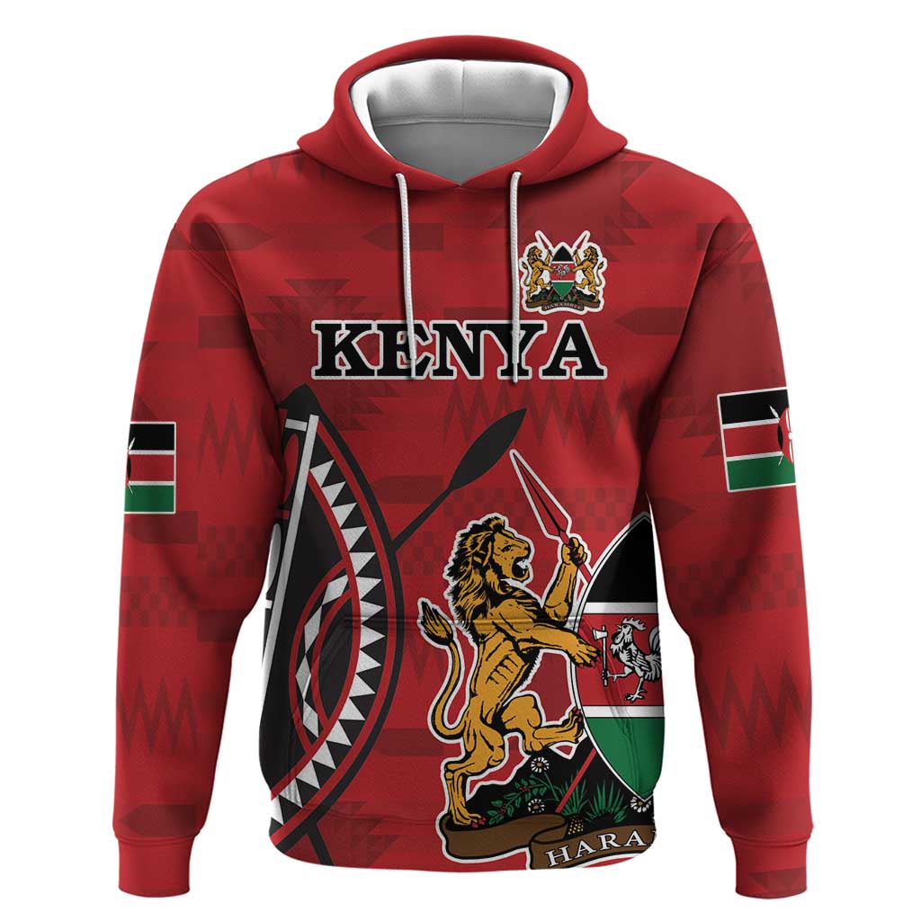 Personalized Kenya Coat Of Arms Zip Hoodie Ethnic Seamless Pattern - Wonder Print Shop