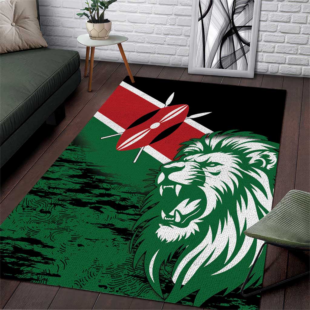 Kenya Lion Head Area Rug Flag Style - Wonder Print Shop