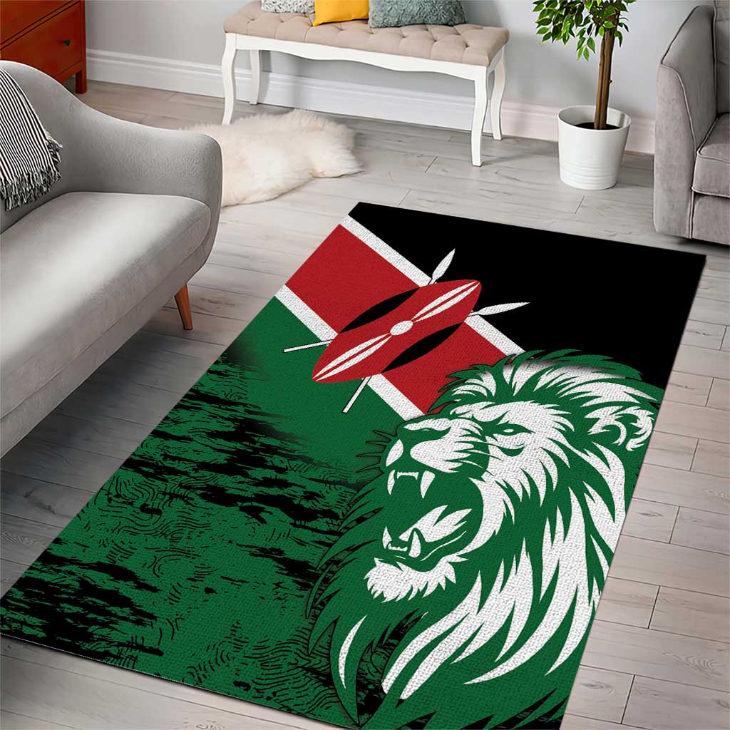 Kenya Lion Head Area Rug Flag Style - Wonder Print Shop