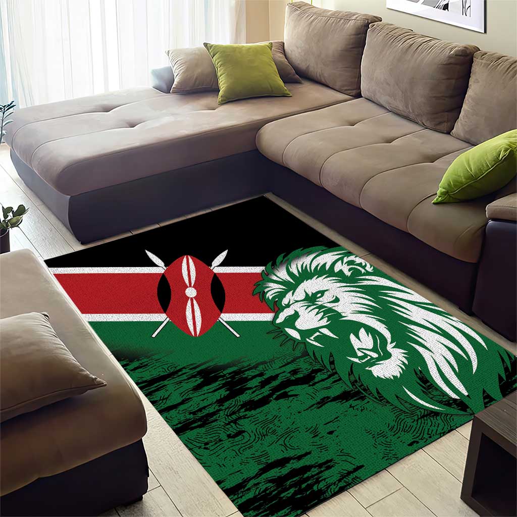 Kenya Lion Head Area Rug Flag Style - Wonder Print Shop