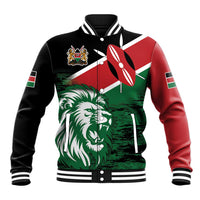 Kenya Lion Head Baseball Jacket Flag Style - Wonder Print Shop