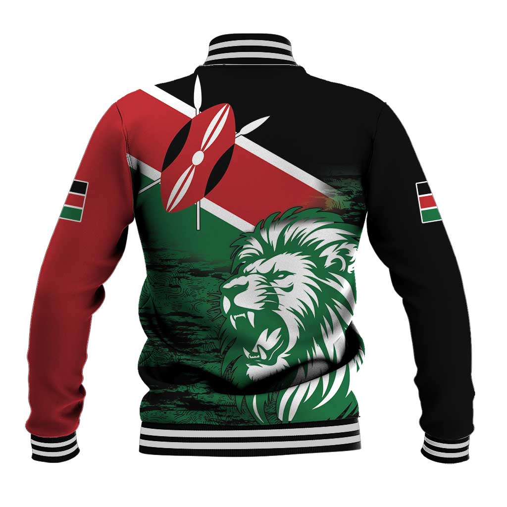 Kenya Lion Head Baseball Jacket Flag Style - Wonder Print Shop