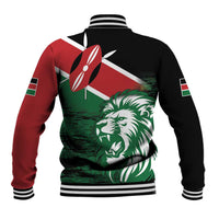 Kenya Lion Head Baseball Jacket Flag Style - Wonder Print Shop