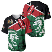 Kenya Lion Head Baseball Jersey Flag Style - Wonder Print Shop