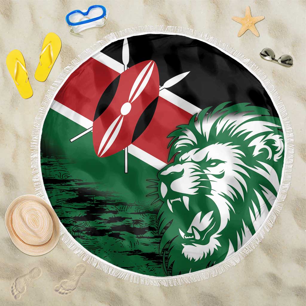 Kenya Lion Head Beach Blanket Flag Style - Wonder Print Shop