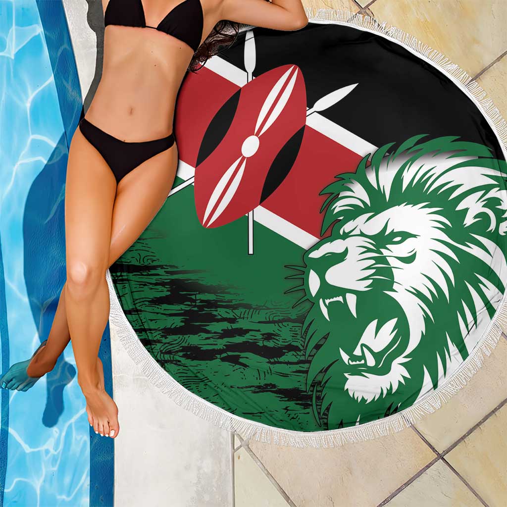 Kenya Lion Head Beach Blanket Flag Style - Wonder Print Shop
