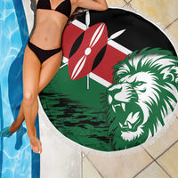 Kenya Lion Head Beach Blanket Flag Style - Wonder Print Shop