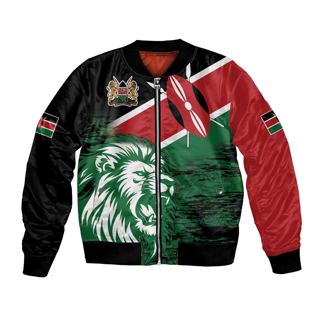 Kenya Lion Head Bomber Jacket Flag Style - Wonder Print Shop